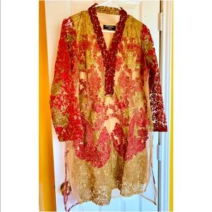 Embroidered organza silk Tunic